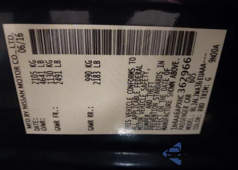 2017 Nissan Maxima 3.5 Platinum/3.5 S/3.5 Sl/3.5 Sr/3.5 Sv from USA, damaged, VIN 1N4AA6APXHC362966